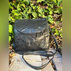 Carlos Falchi Textured Black Crossbody Bag